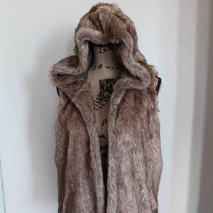 Faux Fur Vest with a Hood